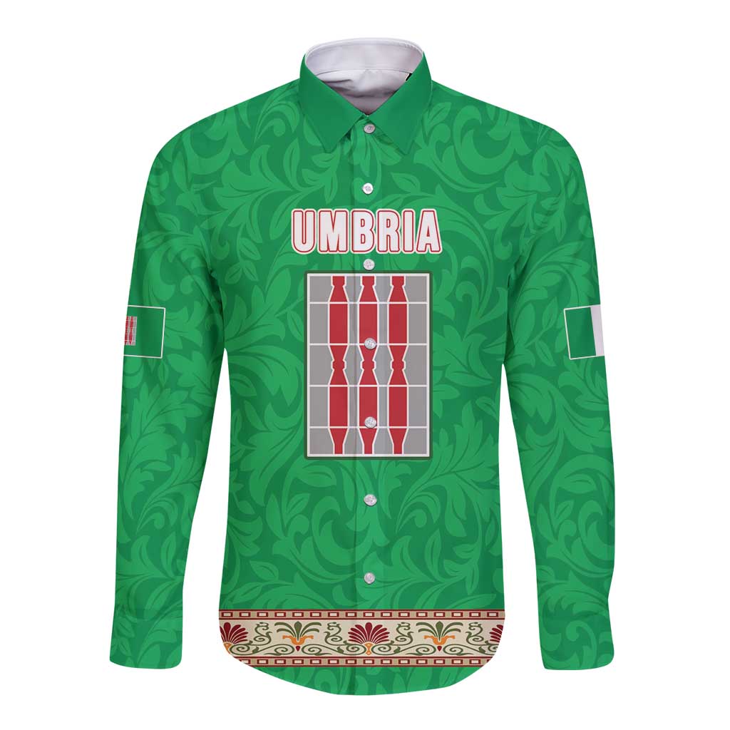 Personalized Italy Umbria Long Sleeve Button Shirt Flag Style LT19