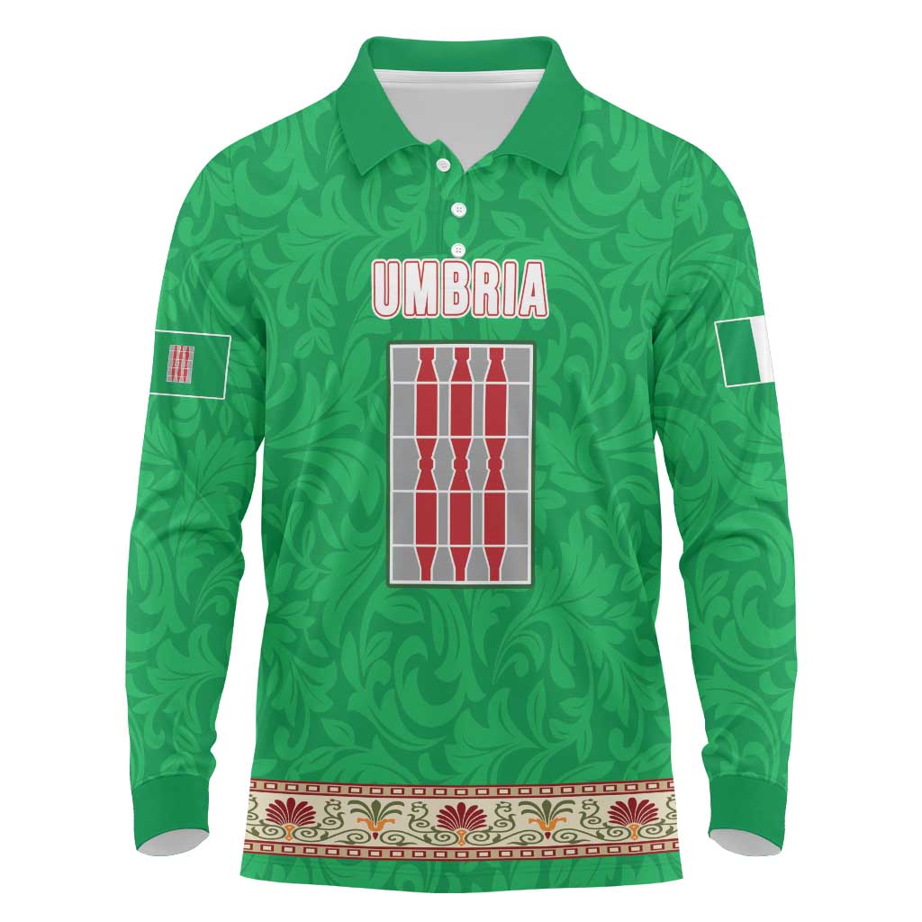 Personalized Italy Umbria Long Sleeve Polo Shirt Flag Style LT19