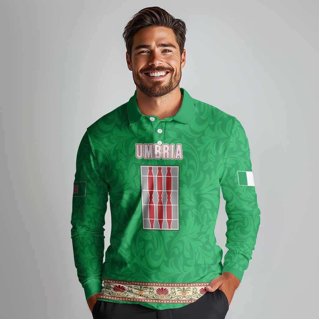 Personalized Italy Umbria Long Sleeve Polo Shirt Flag Style LT19