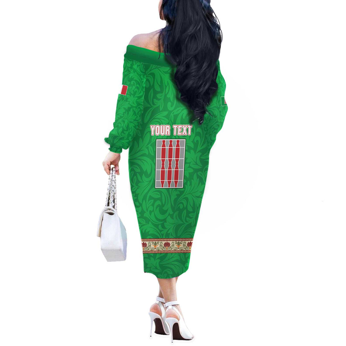 Personalized Italy Umbria Off The Shoulder Long Sleeve Dress Flag Style LT19