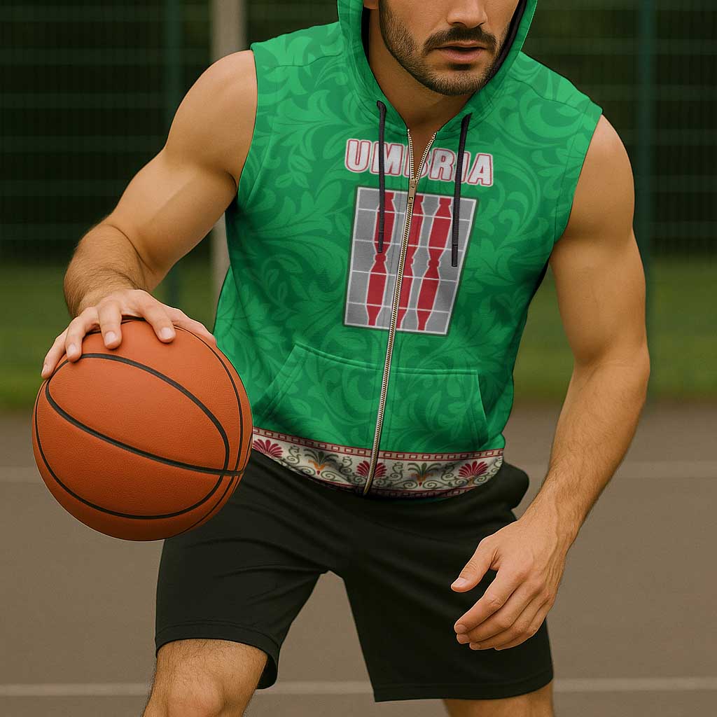 Personalized Italy Umbria Sleeveless Zip Hoodie Flag Style LT19