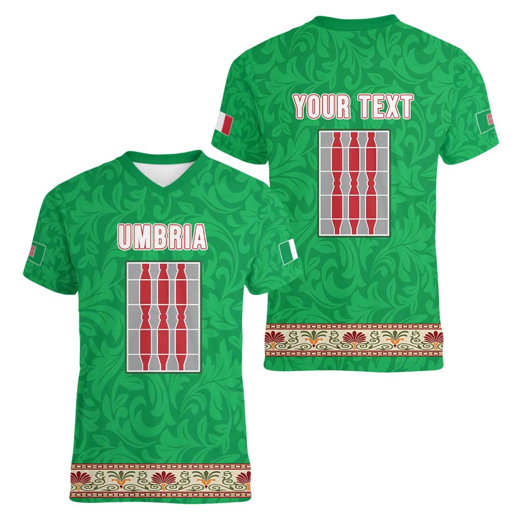 Personalized Italy Umbria Women V-Neck T-Shirt Flag Style LT19