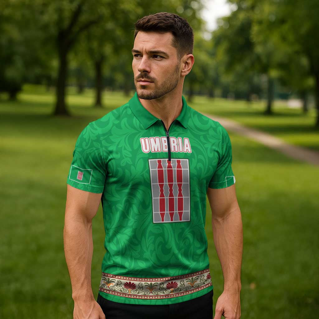 Personalized Italy Umbria Zipper Polo Shirt Flag Style LT19