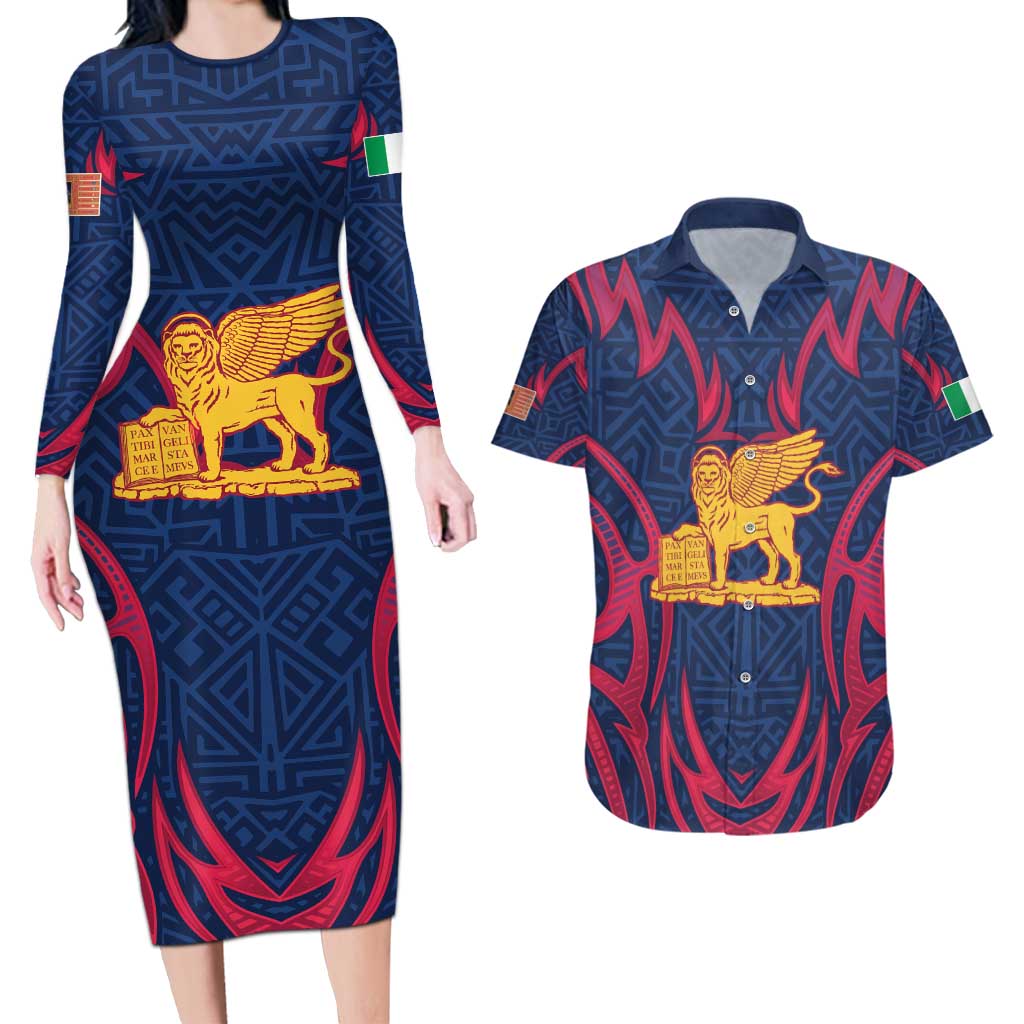 Italy Veneto Couples Matching Long Sleeve Bodycon Dress and Hawaiian Shirt Emblem With Flag Style LT19