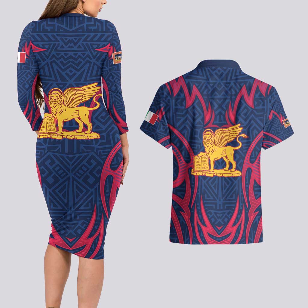 Italy Veneto Couples Matching Long Sleeve Bodycon Dress and Hawaiian Shirt Emblem With Flag Style LT19