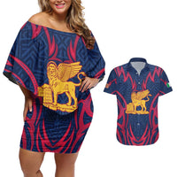Italy Veneto Couples Matching Off Shoulder Short Dress and Hawaiian Shirt Emblem With Flag Style LT19