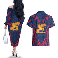 Italy Veneto Couples Matching Off The Shoulder Long Sleeve Dress and Hawaiian Shirt Emblem With Flag Style LT19