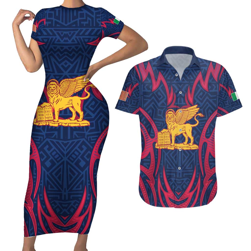 Italy Veneto Couples Matching Short Sleeve Bodycon Dress and Hawaiian Shirt Emblem With Flag Style LT19