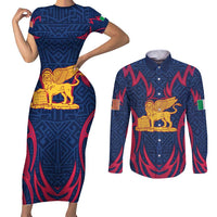 Italy Veneto Couples Matching Short Sleeve Bodycon Dress and Long Sleeve Button Shirt Emblem With Flag Style LT19