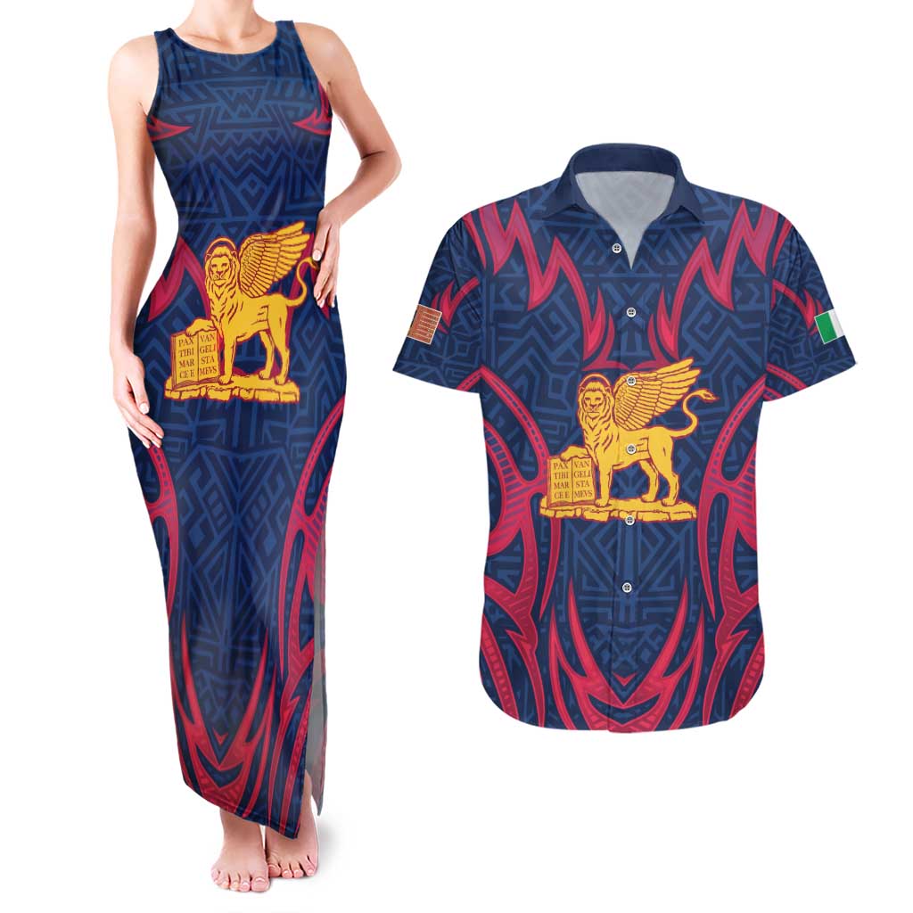 Italy Veneto Couples Matching Tank Maxi Dress and Hawaiian Shirt Emblem With Flag Style LT19