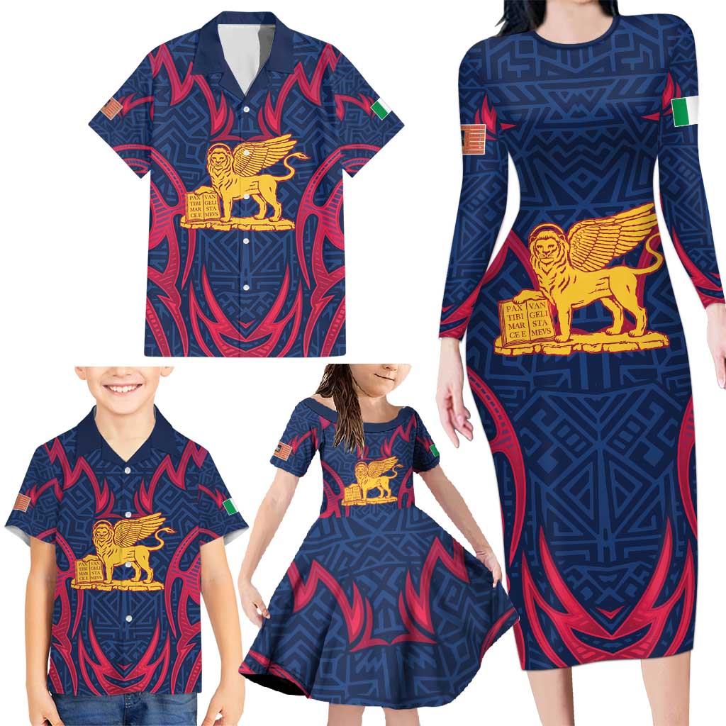 Italy Veneto Family Matching Long Sleeve Bodycon Dress and Hawaiian Shirt Emblem With Flag Style LT19