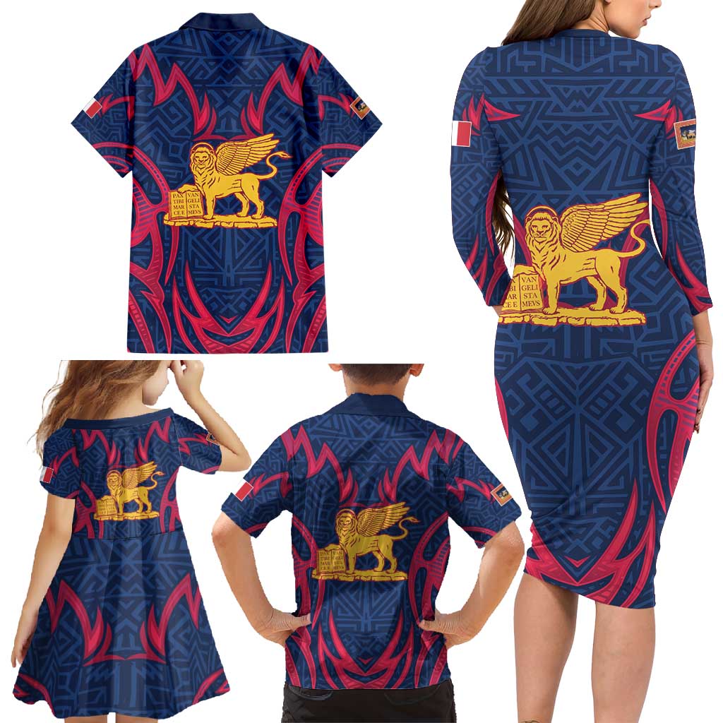 Italy Veneto Family Matching Long Sleeve Bodycon Dress and Hawaiian Shirt Emblem With Flag Style LT19