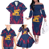 Italy Veneto Family Matching Off The Shoulder Long Sleeve Dress and Hawaiian Shirt Emblem With Flag Style LT19