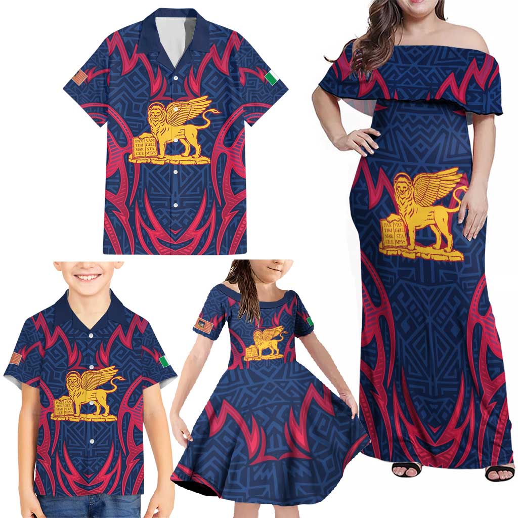 Italy Veneto Family Matching Off Shoulder Maxi Dress and Hawaiian Shirt Emblem With Flag Style LT19