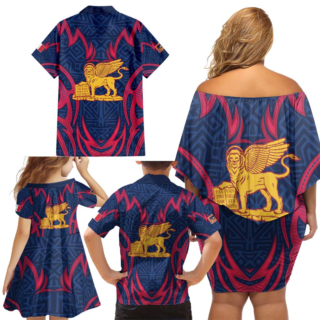 Italy Veneto Family Matching Off Shoulder Short Dress and Hawaiian Shirt Emblem With Flag Style LT19