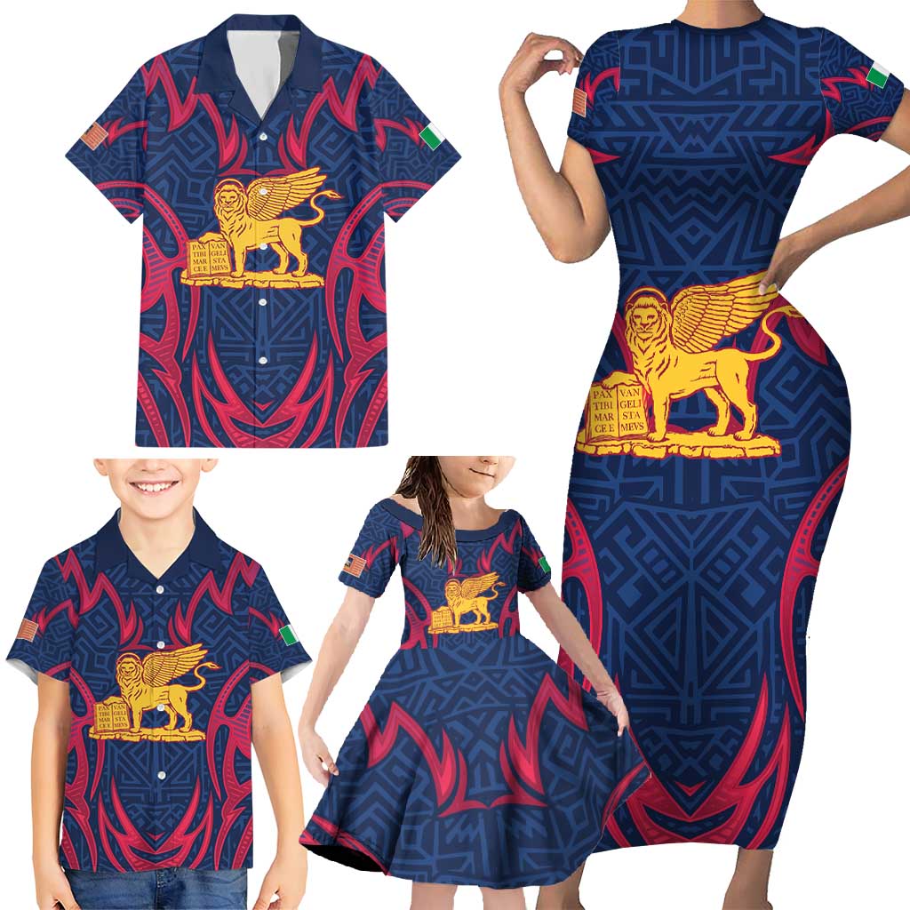 Italy Veneto Family Matching Short Sleeve Bodycon Dress and Hawaiian Shirt Emblem With Flag Style LT19