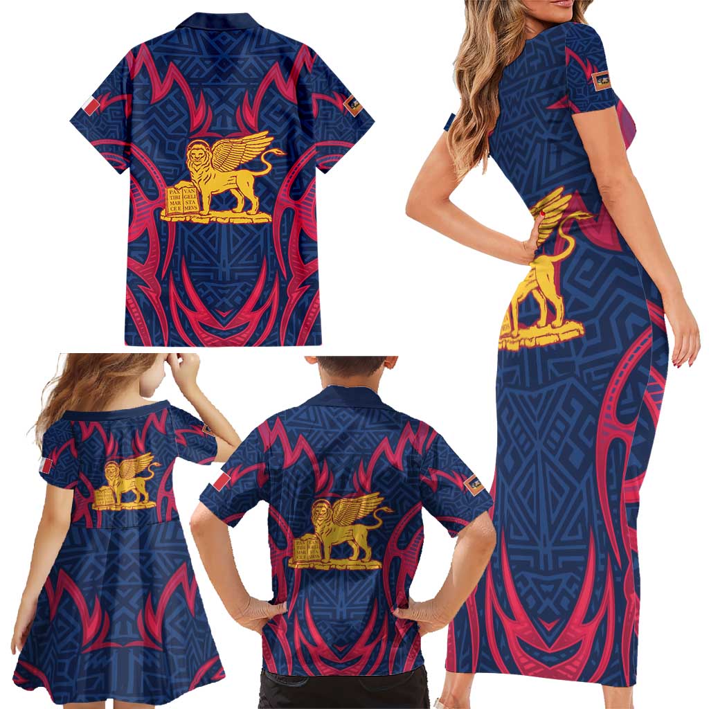 Italy Veneto Family Matching Short Sleeve Bodycon Dress and Hawaiian Shirt Emblem With Flag Style LT19