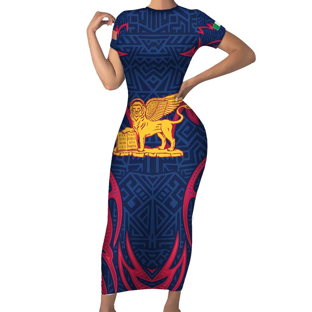 Italy Veneto Family Matching Short Sleeve Bodycon Dress and Hawaiian Shirt Emblem With Flag Style LT19