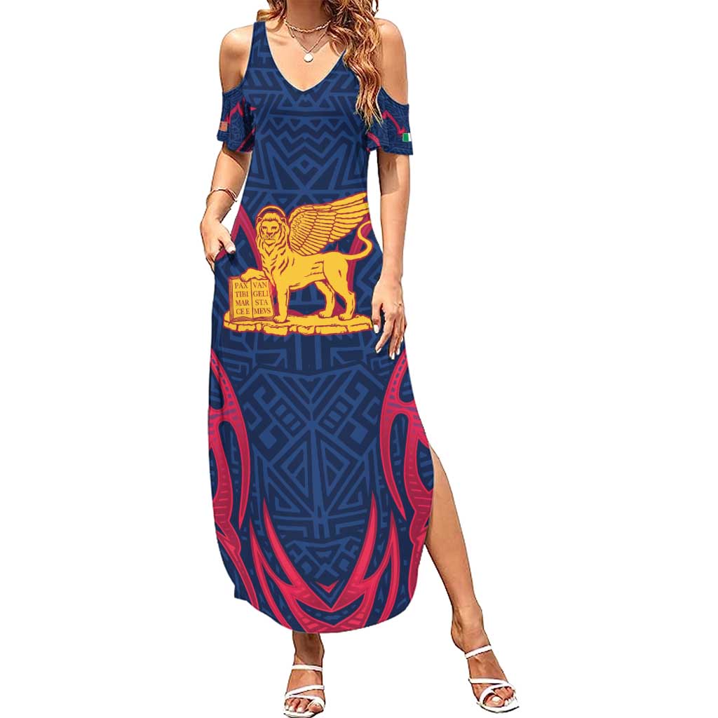 Italy Veneto Family Matching Summer Maxi Dress and Hawaiian Shirt Emblem With Flag Style LT19