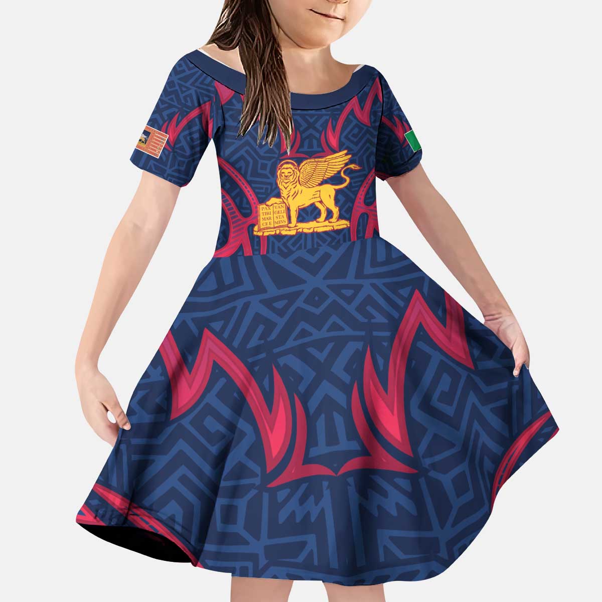 Italy Veneto Kid Short Sleeve Dress Emblem With Flag Style LT19