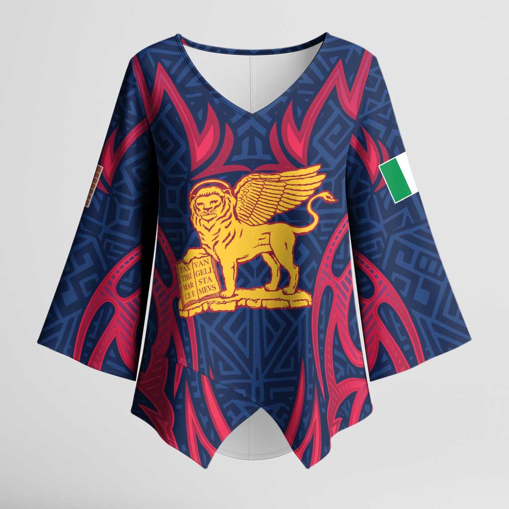 Italy Veneto Kimono Sleeve Blouse Emblem With Flag Style LT19