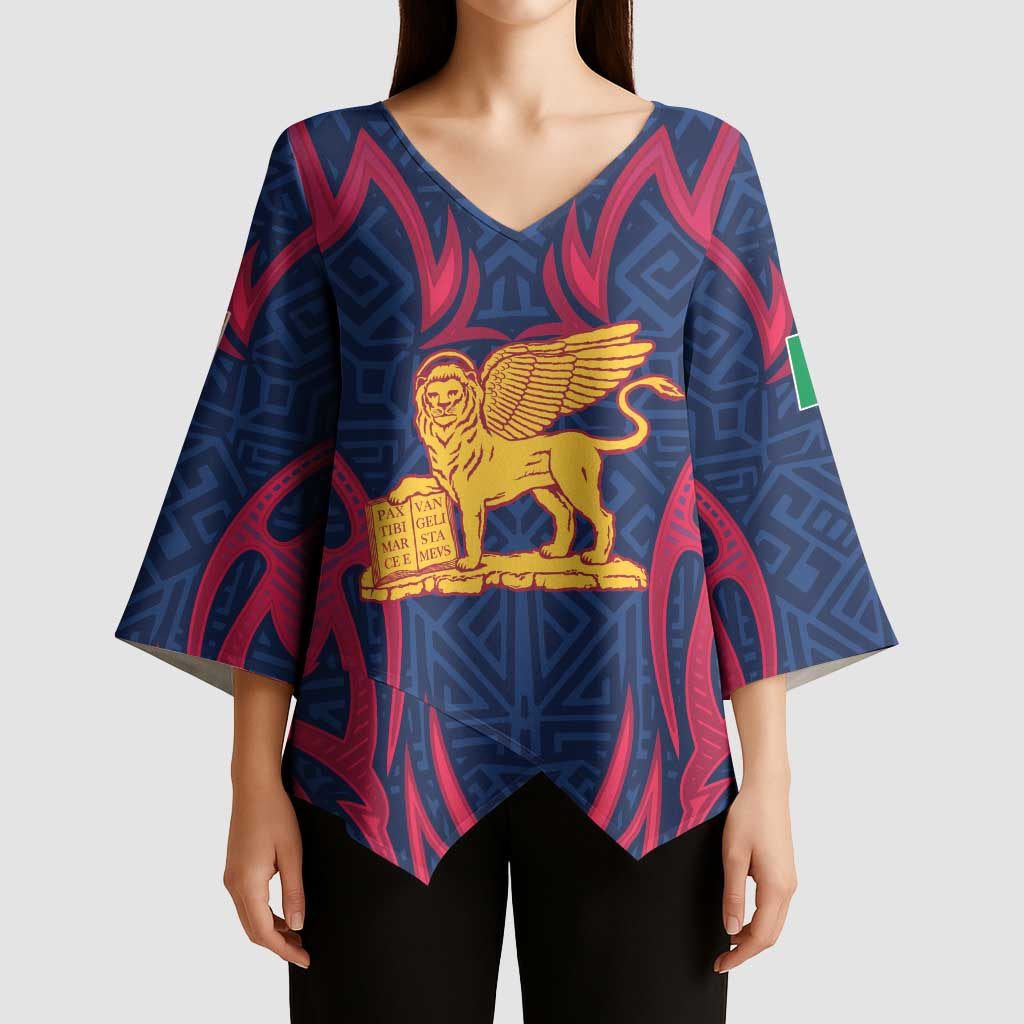 Italy Veneto Kimono Sleeve Blouse Emblem With Flag Style LT19