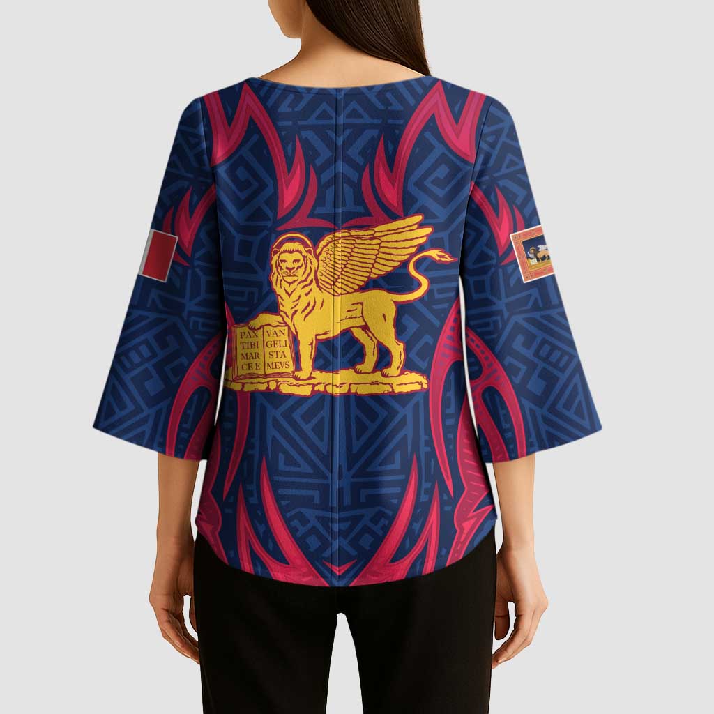 Italy Veneto Kimono Sleeve Blouse Emblem With Flag Style LT19