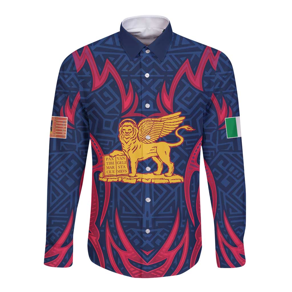 Italy Veneto Long Sleeve Button Shirt Emblem With Flag Style LT19