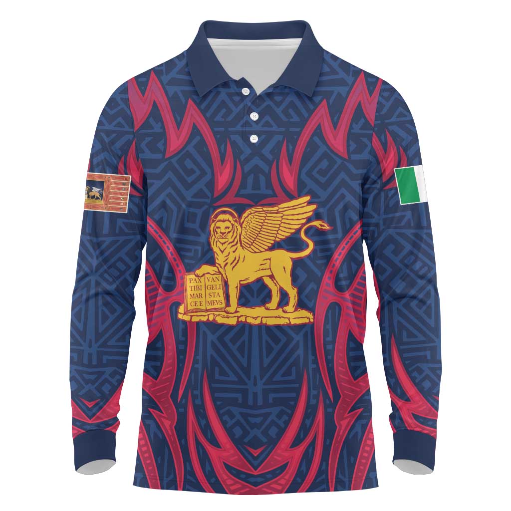 Italy Veneto Long Sleeve Polo Shirt Emblem With Flag Style LT19