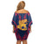 Italy Veneto Off Shoulder Short Dress Emblem With Flag Style LT19