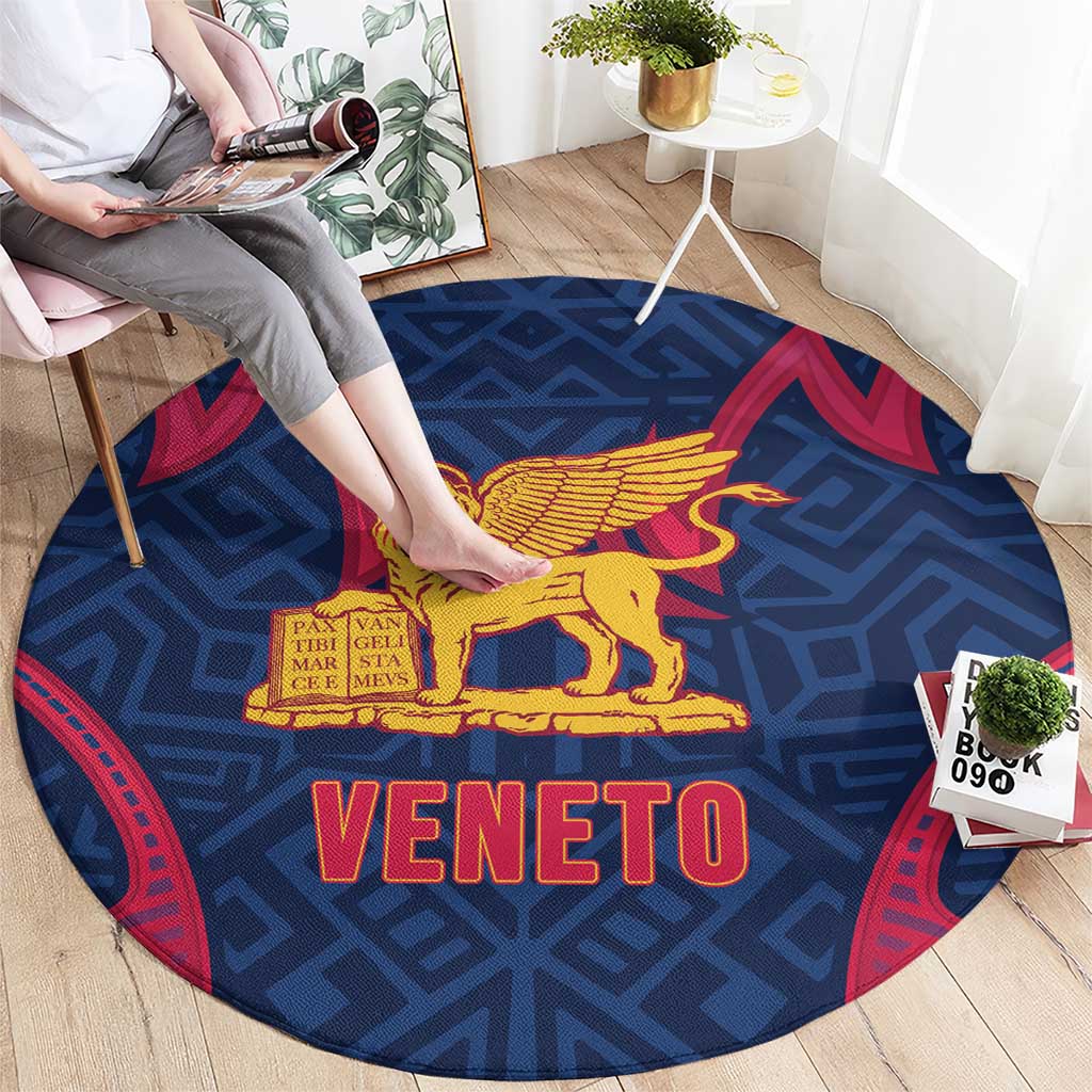 Italy Veneto Round Carpet Emblem With Flag Style - Wonder Print Shop
