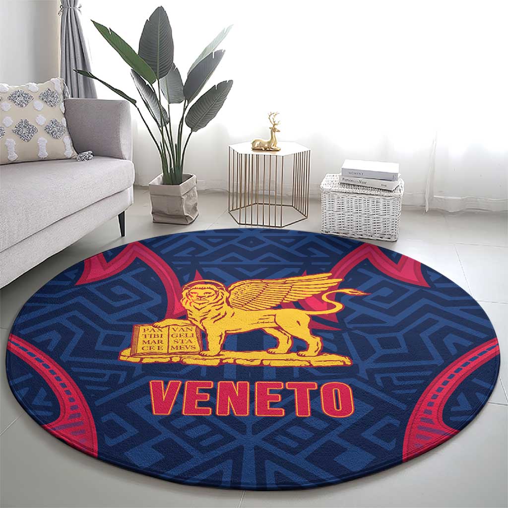 Italy Veneto Round Carpet Emblem With Flag Style - Wonder Print Shop