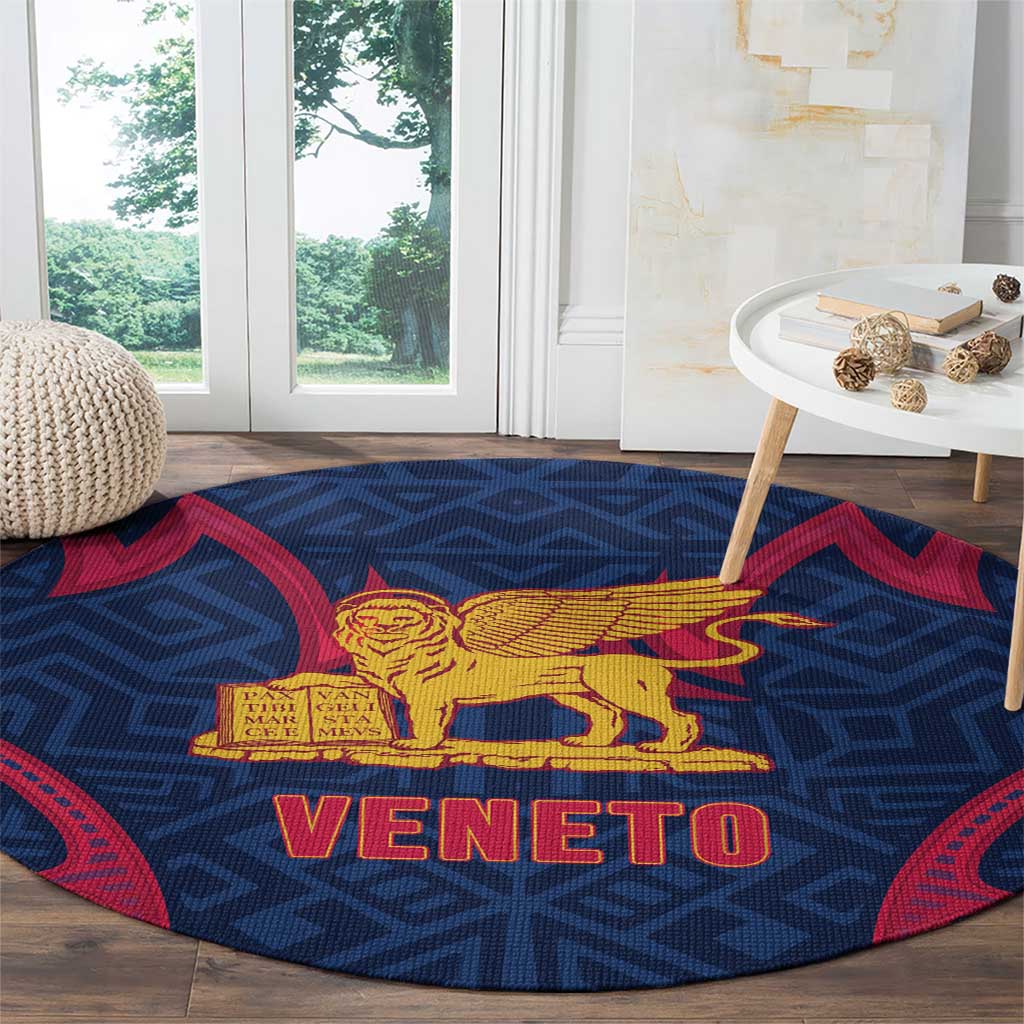 Italy Veneto Round Carpet Emblem With Flag Style - Wonder Print Shop