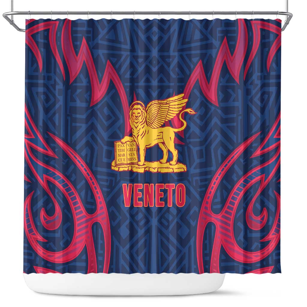 Italy Veneto Shower Curtain Emblem With Flag Style - Wonder Print Shop