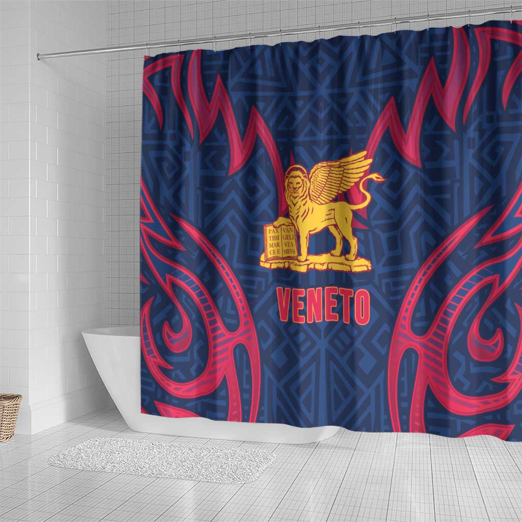 Italy Veneto Shower Curtain Emblem With Flag Style - Wonder Print Shop
