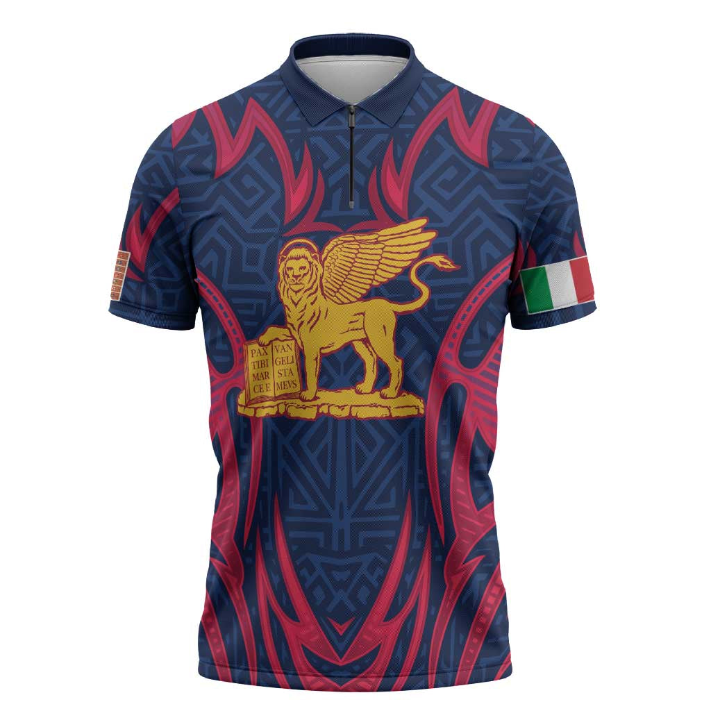 Italy Veneto Zipper Polo Shirt Emblem With Flag Style LT19