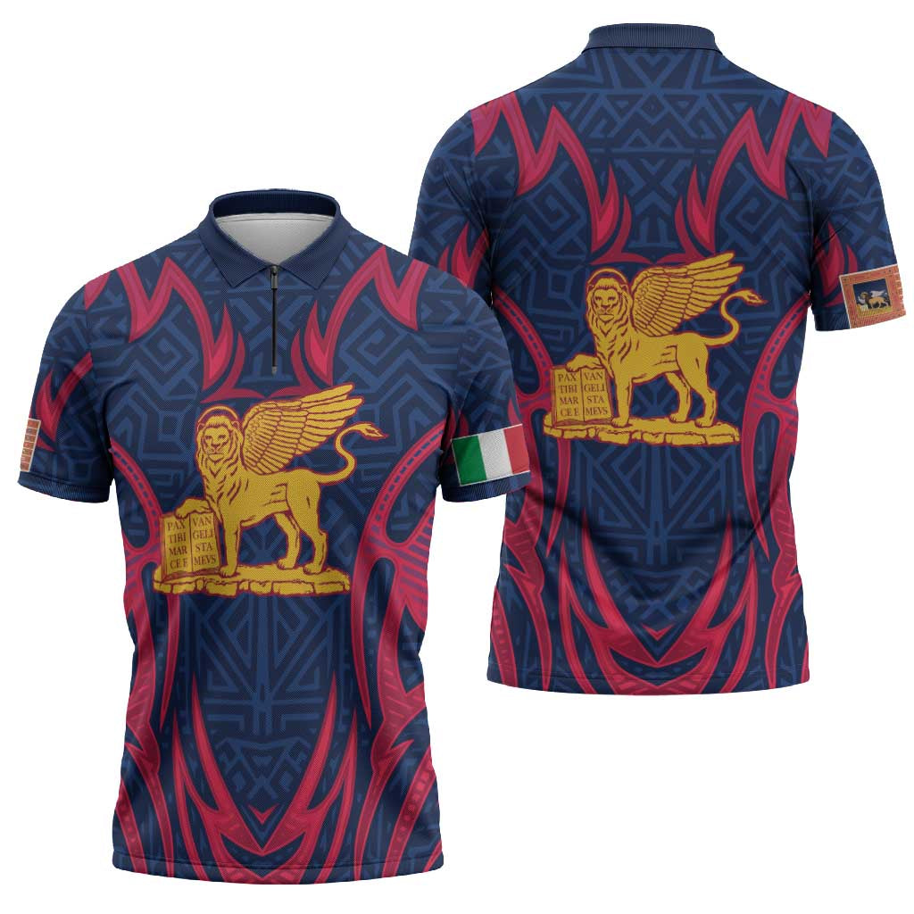 Italy Veneto Zipper Polo Shirt Emblem With Flag Style LT19