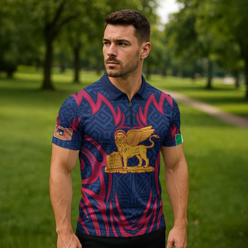 Italy Veneto Zipper Polo Shirt Emblem With Flag Style LT19