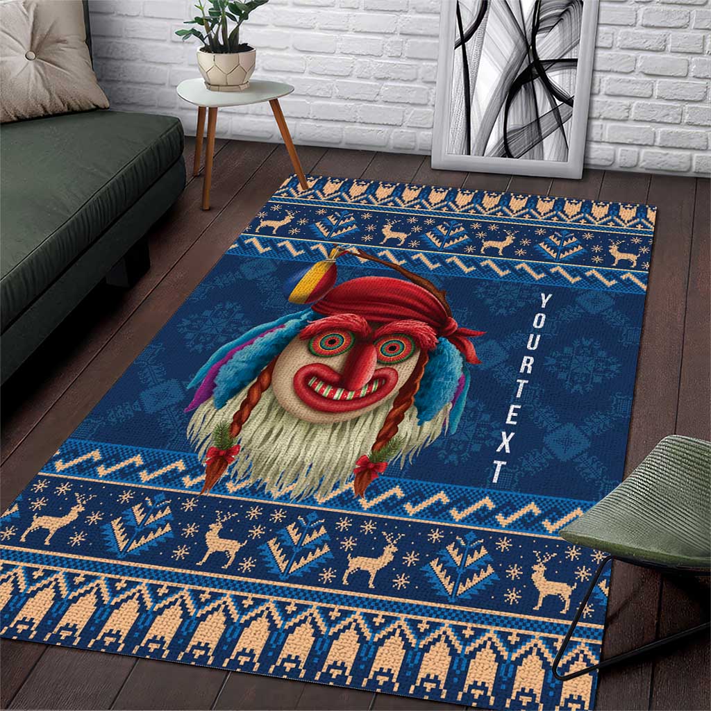 Personalized Romania Christmas Area Rug Romanian Traditional Masks - Wonder Print Shop
