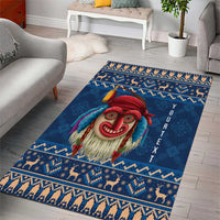 Personalized Romania Christmas Area Rug Romanian Traditional Masks - Wonder Print Shop