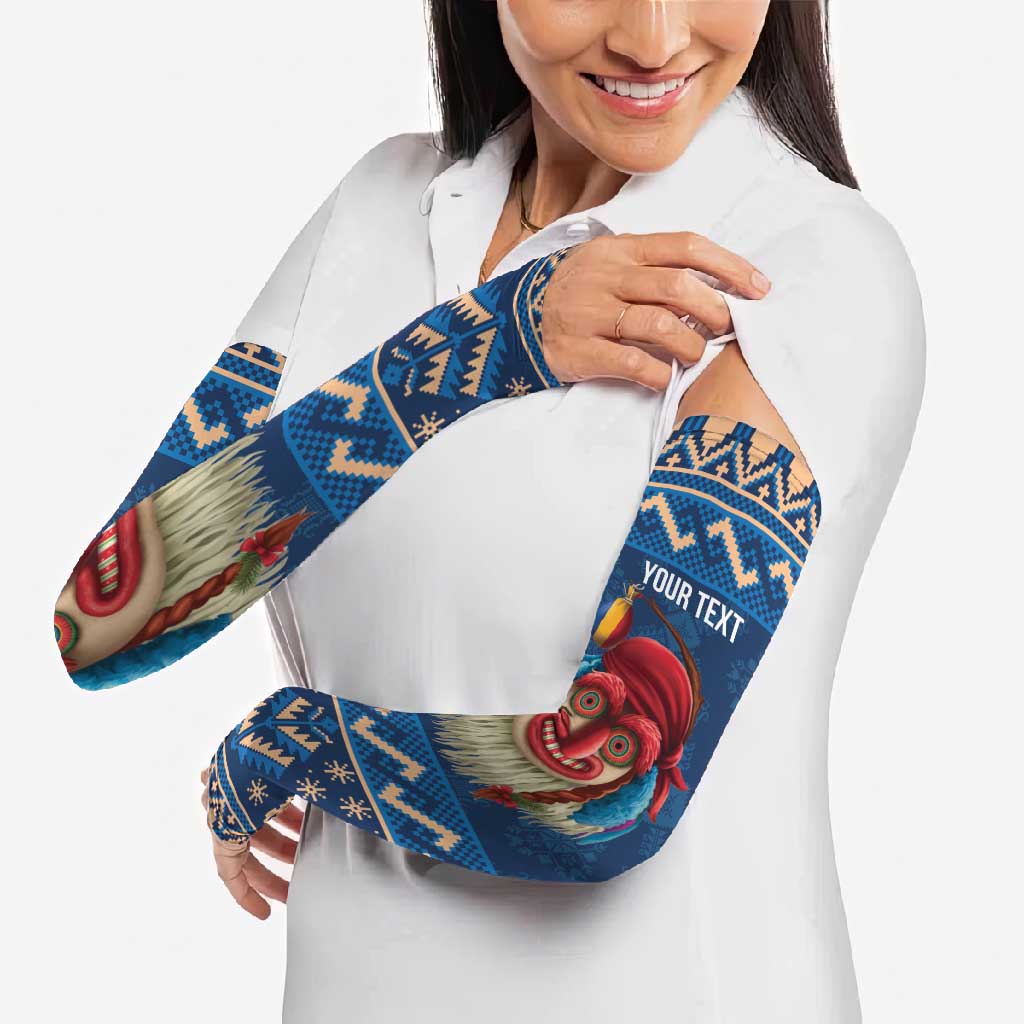 Personalized Romania Christmas Arm Sleeves Romanian Traditional Masks - Wonder Print Shop