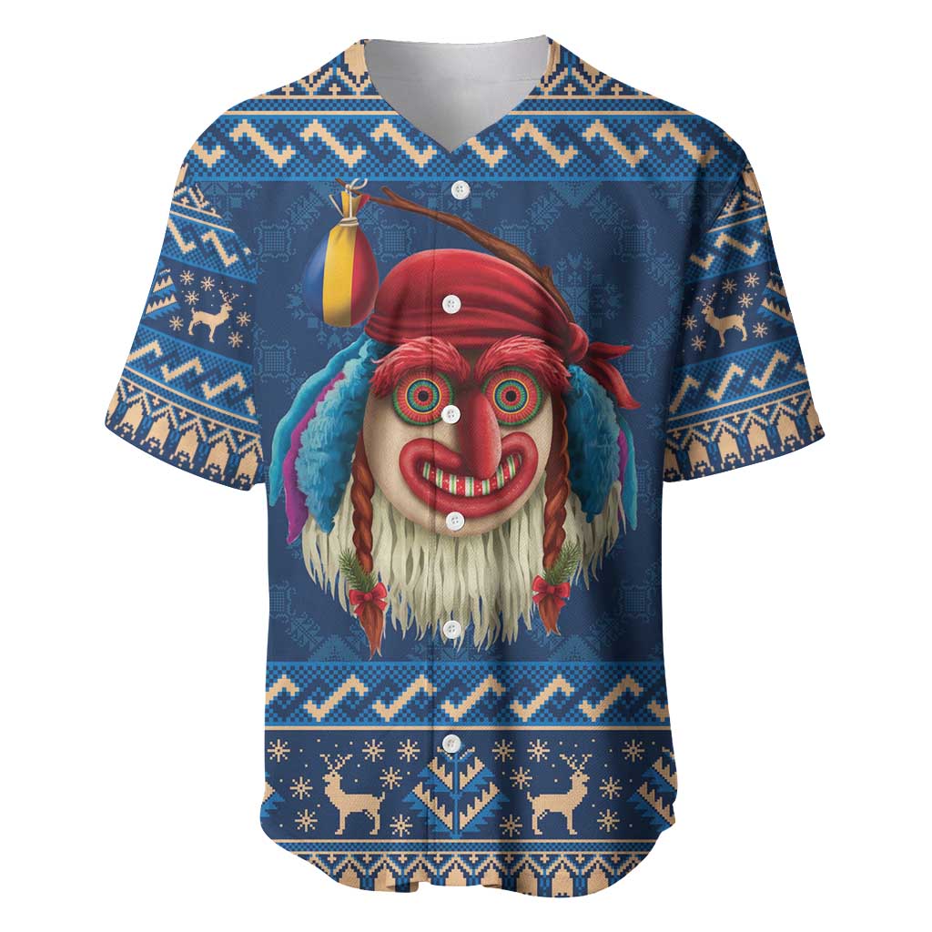 Personalized Romania Christmas Baseball Jersey Romanian Traditional Masks - Wonder Print Shop