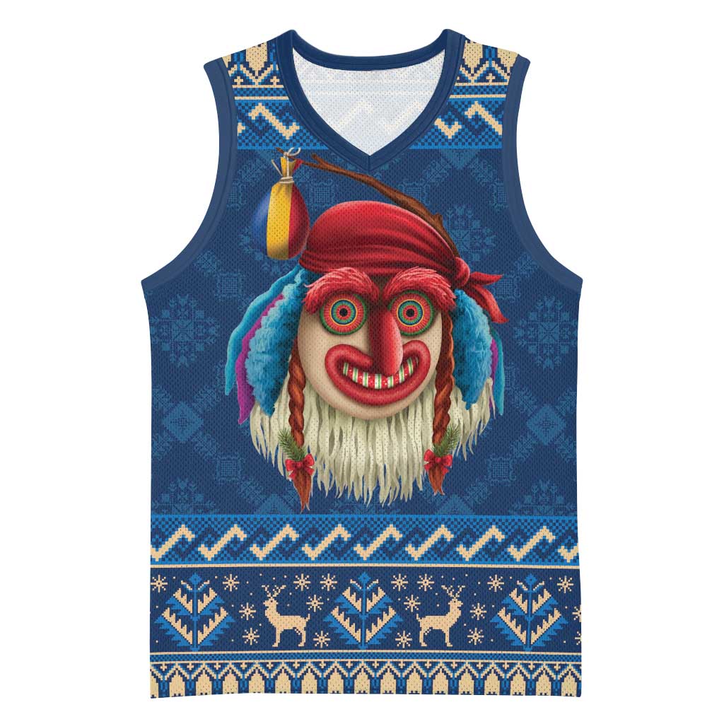 Personalized Romania Christmas Basketball Jersey Romanian Traditional Masks - Wonder Print Shop