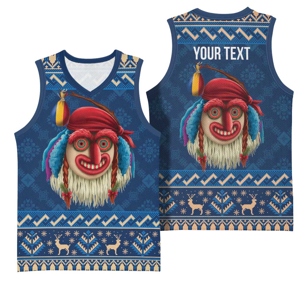 Personalized Romania Christmas Basketball Jersey Romanian Traditional Masks - Wonder Print Shop