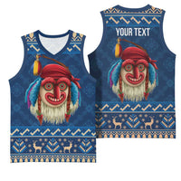 Personalized Romania Christmas Basketball Jersey Romanian Traditional Masks - Wonder Print Shop