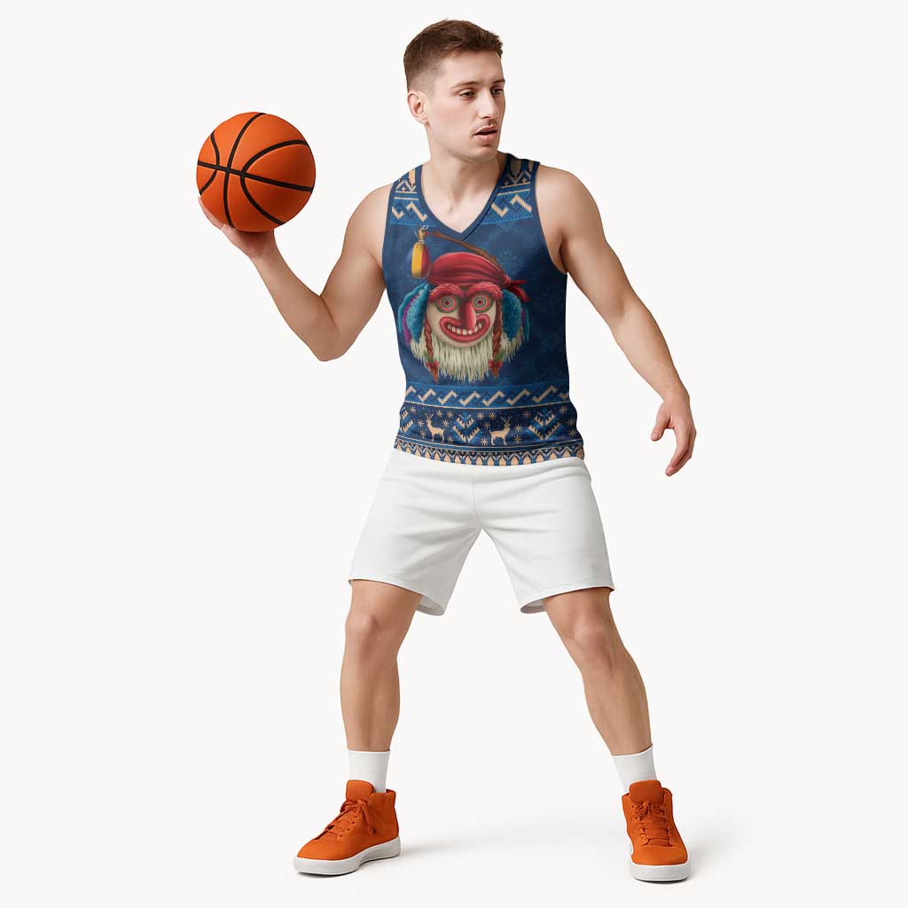 Personalized Romania Christmas Basketball Jersey Romanian Traditional Masks - Wonder Print Shop