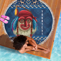 Personalized Romania Christmas Beach Blanket Romanian Traditional Masks - Wonder Print Shop
