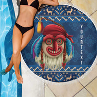 Personalized Romania Christmas Beach Blanket Romanian Traditional Masks - Wonder Print Shop
