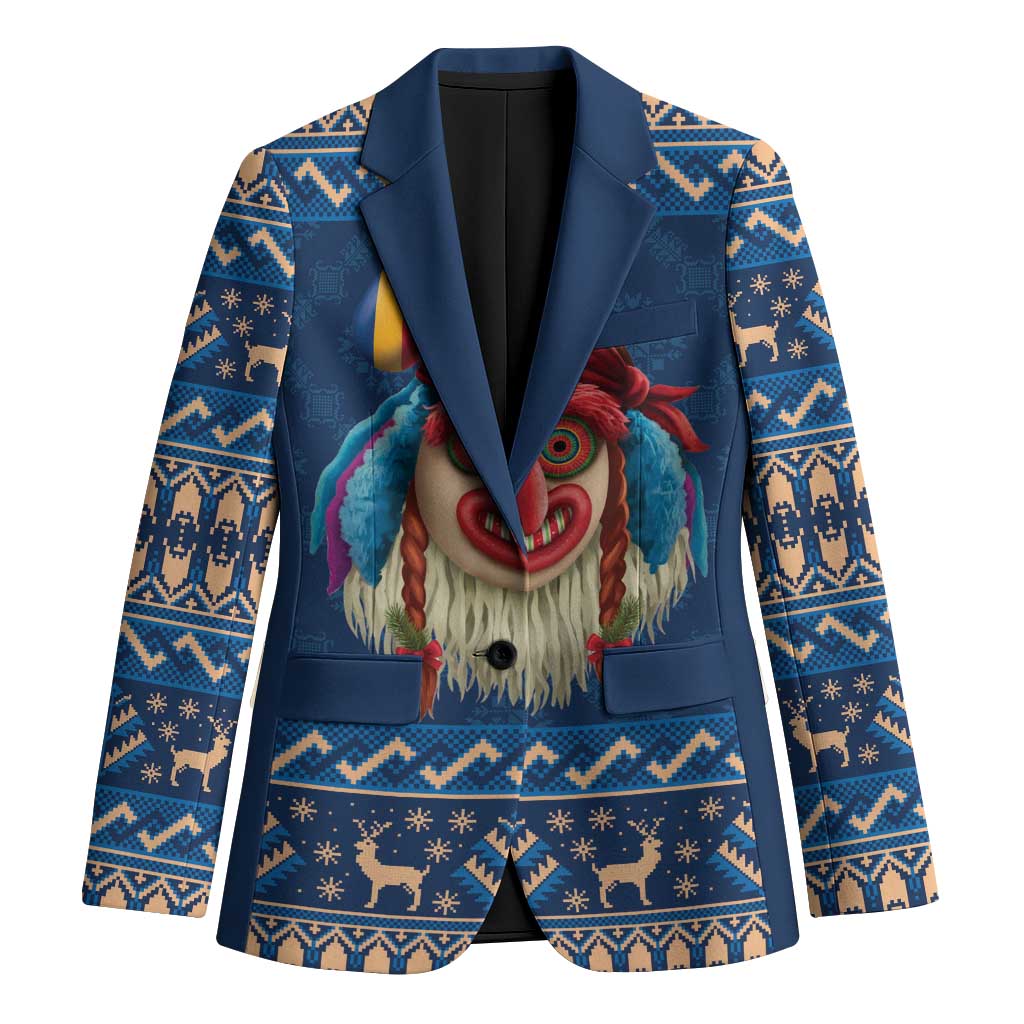 Personalized Romania Christmas Blazer Romanian Traditional Masks - Wonder Print Shop