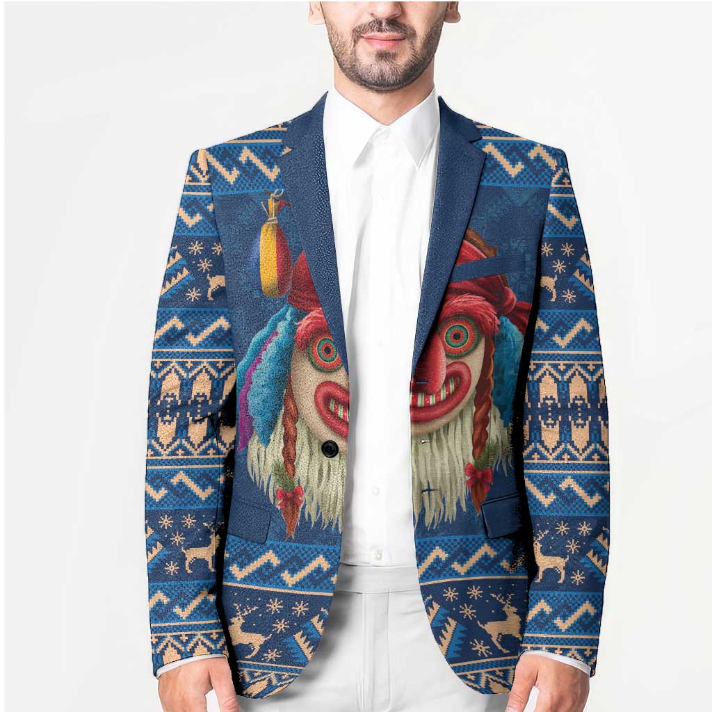 Personalized Romania Christmas Blazer Romanian Traditional Masks - Wonder Print Shop
